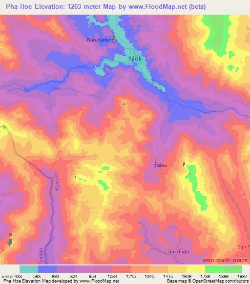 Pha Hoe,Laos Elevation Map