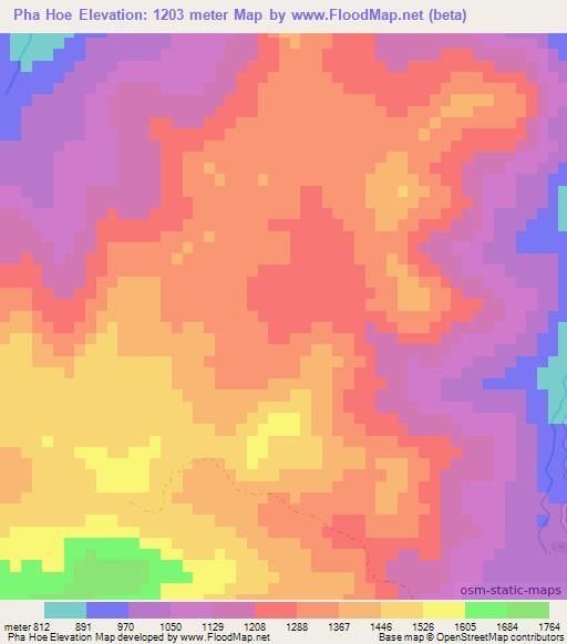 Pha Hoe,Laos Elevation Map