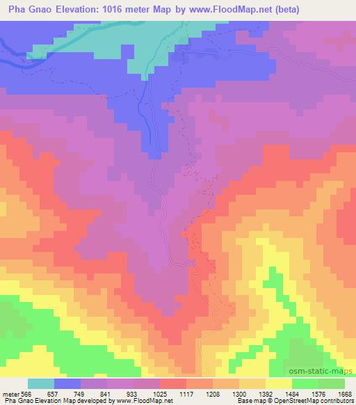 Pha Gnao,Laos Elevation Map