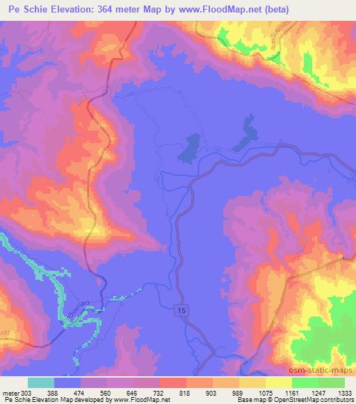 Pe Schie,Laos Elevation Map