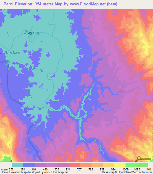 Peroi,Laos Elevation Map