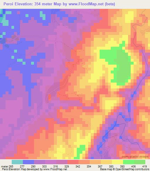 Peroi,Laos Elevation Map