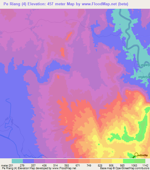 Pe Riang (4),Laos Elevation Map