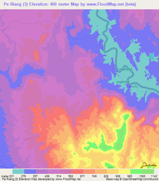 Pe Riang (3),Laos Elevation Map