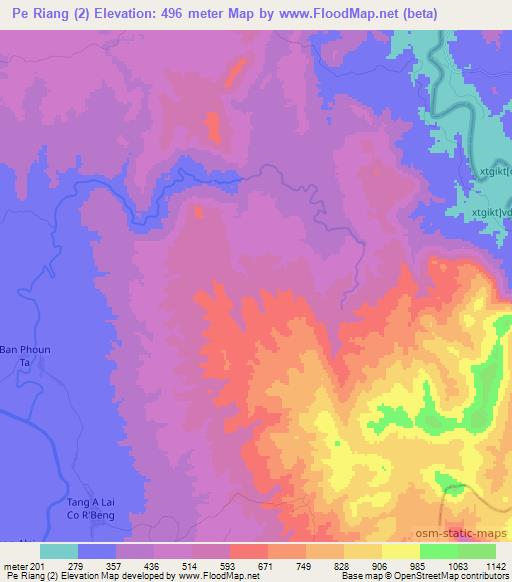 Pe Riang (2),Laos Elevation Map