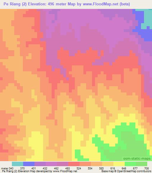 Pe Riang (2),Laos Elevation Map