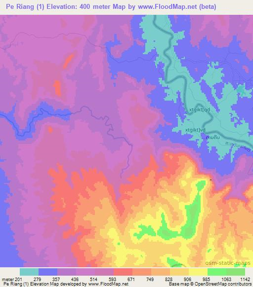 Pe Riang (1),Laos Elevation Map