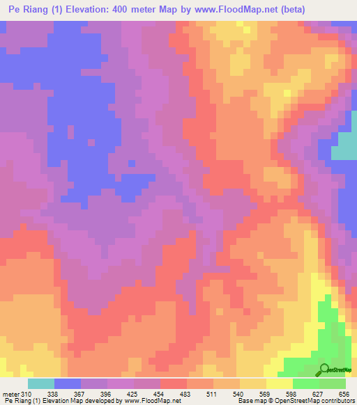 Pe Riang (1),Laos Elevation Map