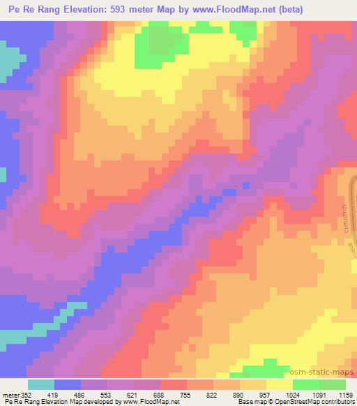 Pe Re Rang,Laos Elevation Map