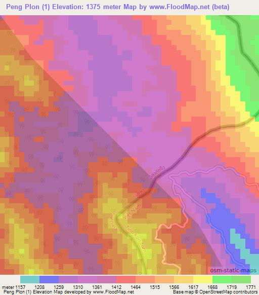 Peng Plon (1),Laos Elevation Map