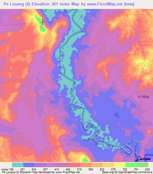 Pe Louang (2),Laos Elevation Map