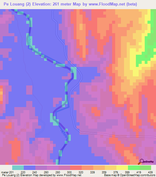 Pe Louang (2),Laos Elevation Map