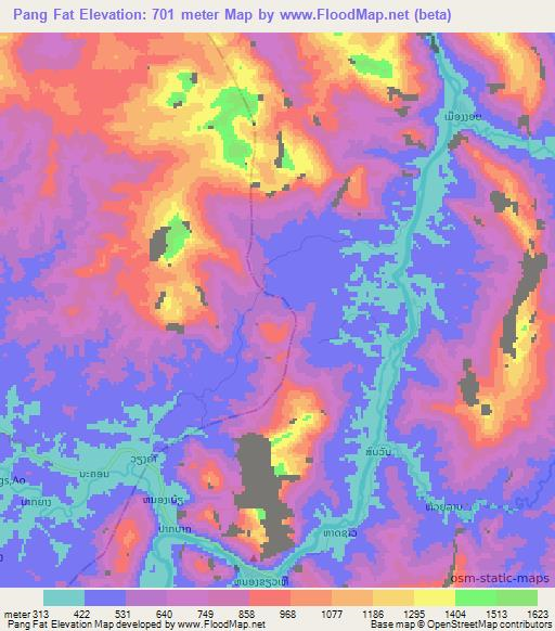 Pang Fat,Laos Elevation Map