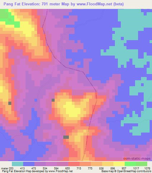 Pang Fat,Laos Elevation Map