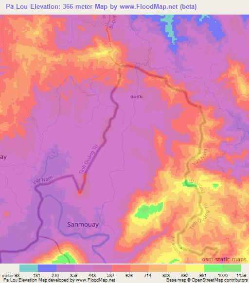 Pa Lou,Laos Elevation Map