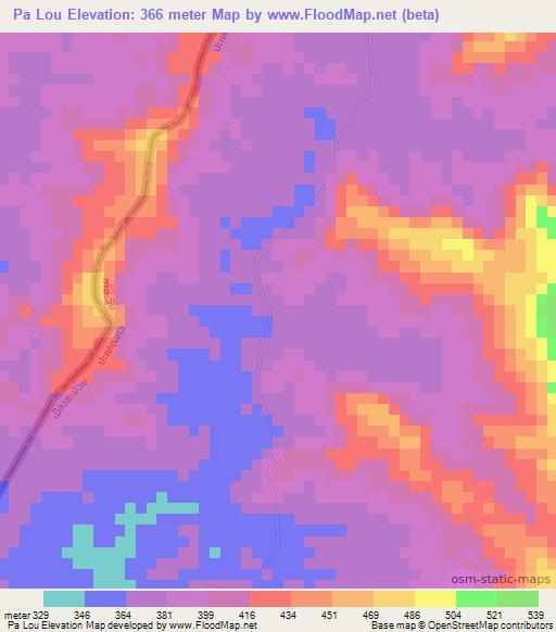 Pa Lou,Laos Elevation Map