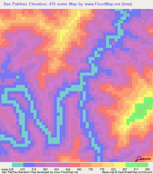 Ban Paktheu,Laos Elevation Map