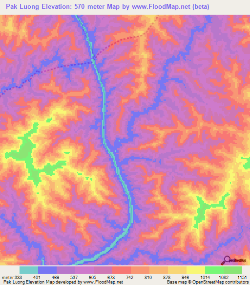 Pak Luong,Laos Elevation Map