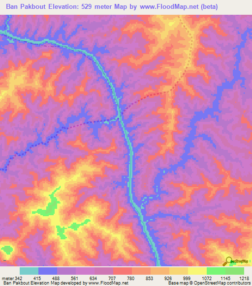 Ban Pakbout,Laos Elevation Map