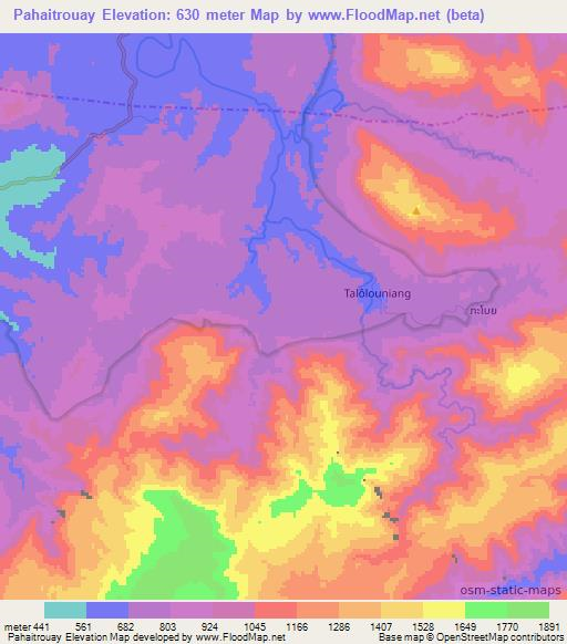 Pahaitrouay,Laos Elevation Map