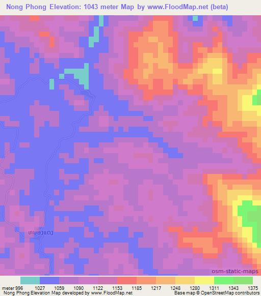 Nong Phong,Laos Elevation Map