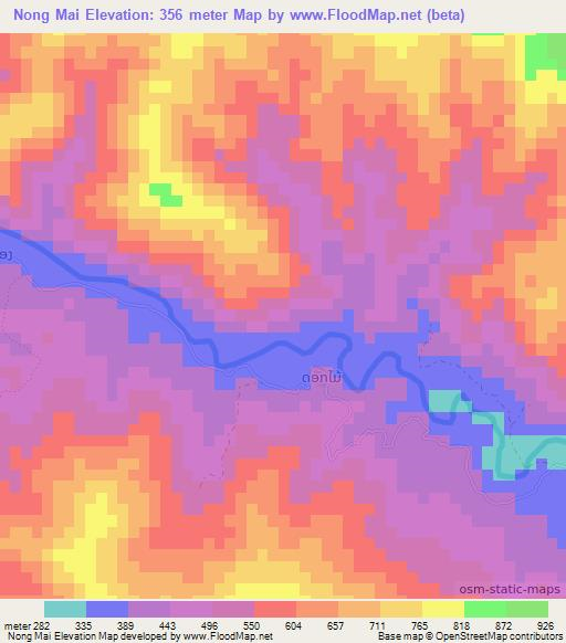 Nong Mai,Laos Elevation Map