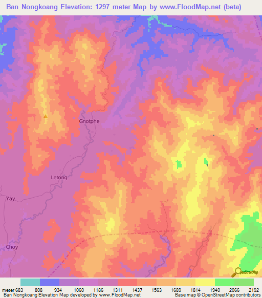 Ban Nongkoang,Laos Elevation Map