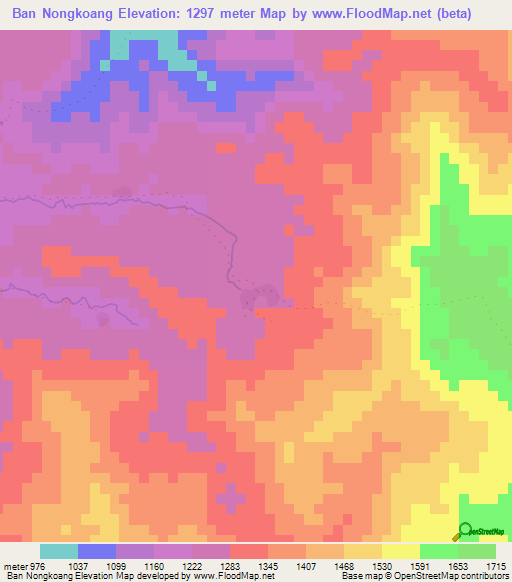 Ban Nongkoang,Laos Elevation Map