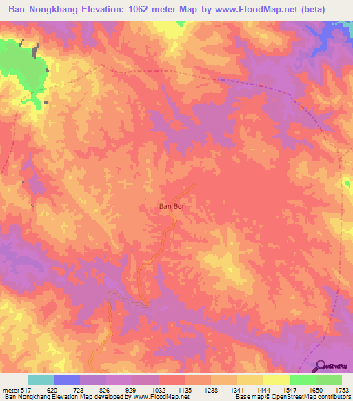 Ban Nongkhang,Laos Elevation Map