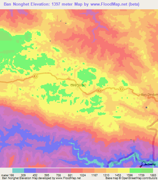 Ban Nonghet,Laos Elevation Map