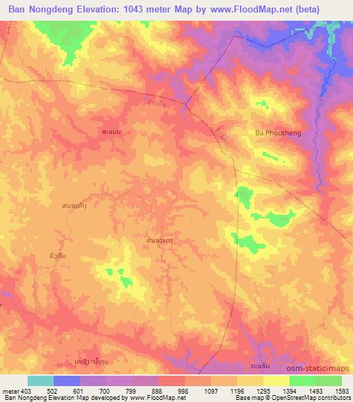 Ban Nongdeng,Laos Elevation Map