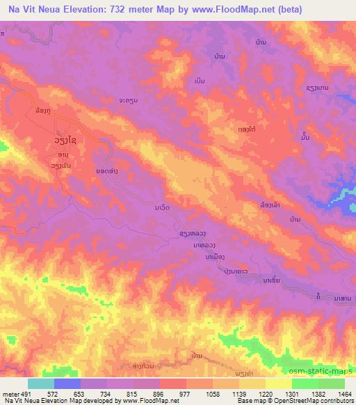 Na Vit Neua,Laos Elevation Map