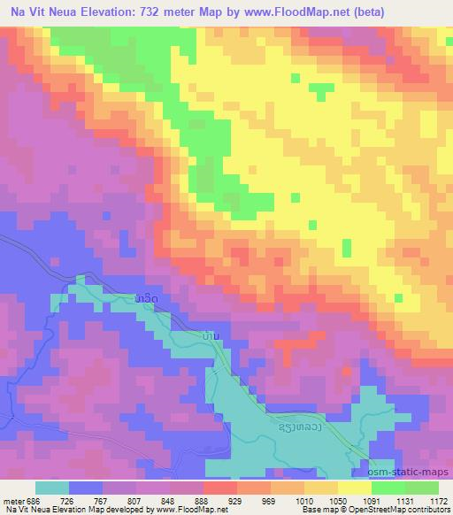 Na Vit Neua,Laos Elevation Map