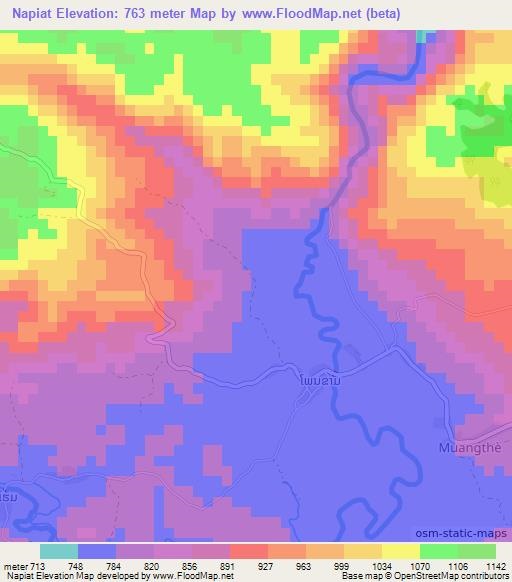 Napiat,Laos Elevation Map