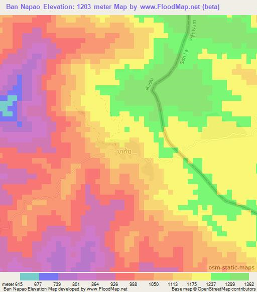 Ban Napao,Laos Elevation Map