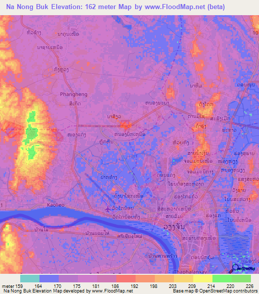 Na Nong Buk,Laos Elevation Map