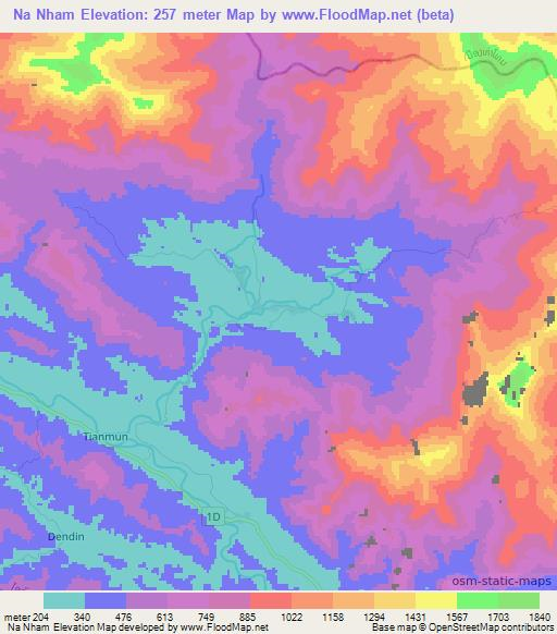 Na Nham,Laos Elevation Map