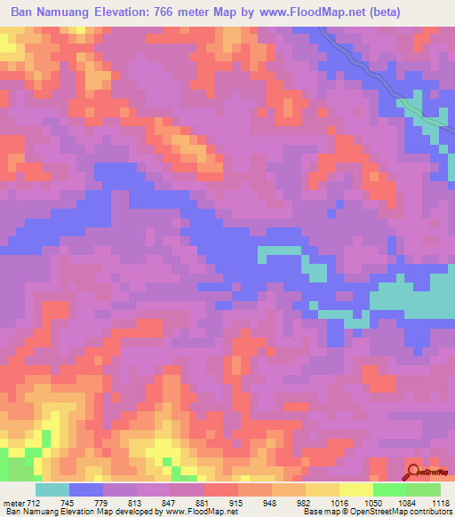 Ban Namuang,Laos Elevation Map