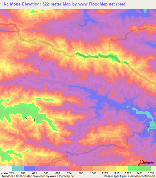 Na Mone,Laos Elevation Map