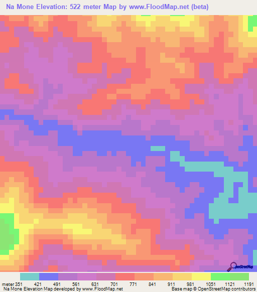 Na Mone,Laos Elevation Map