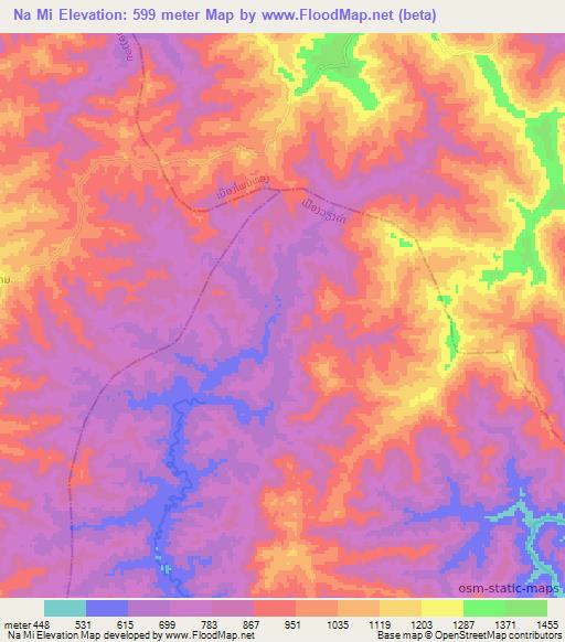 Na Mi,Laos Elevation Map