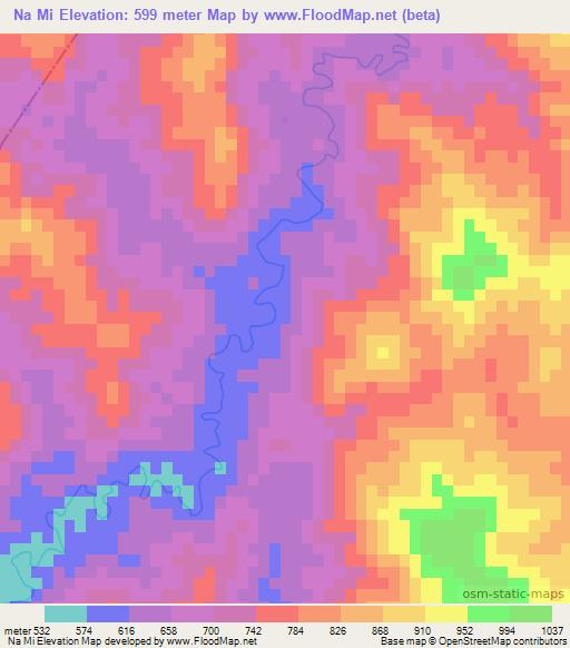 Na Mi,Laos Elevation Map