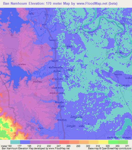 Ban Namhoum,Laos Elevation Map