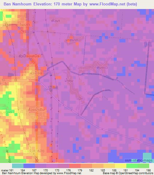Ban Namhoum,Laos Elevation Map