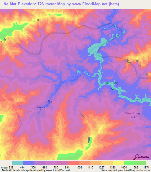 Na Mat,Laos Elevation Map