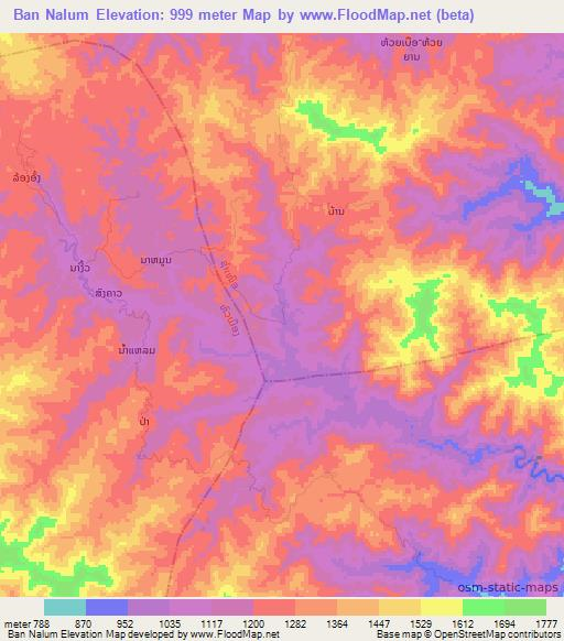 Ban Nalum,Laos Elevation Map