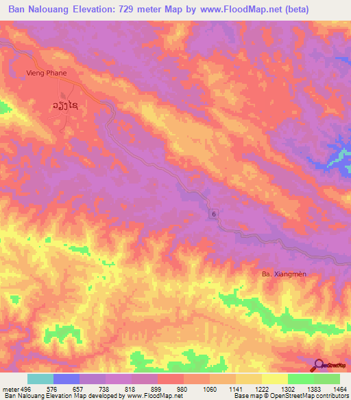 Ban Nalouang,Laos Elevation Map