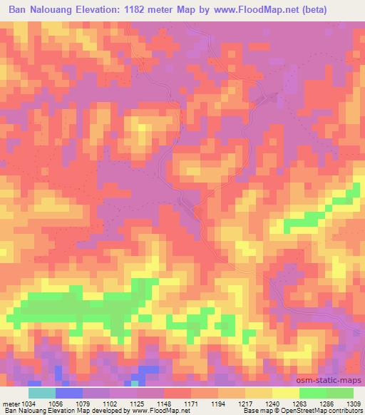 Ban Nalouang,Laos Elevation Map