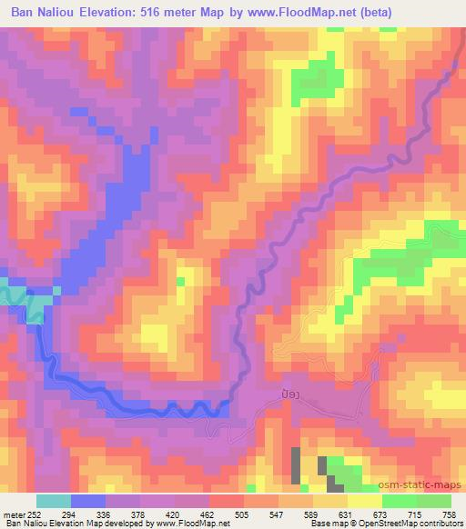 Ban Naliou,Laos Elevation Map