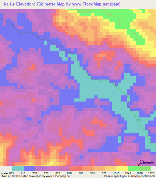 Na Le,Laos Elevation Map